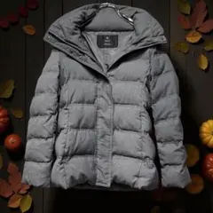 INED ダウン フェザー ジャケット コート グレー ハーフ 防寒 上品