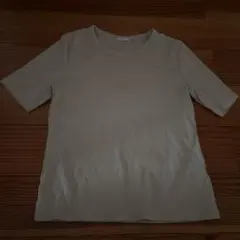 GU リブクルーネックT 半袖 ベージュ Lサイズ