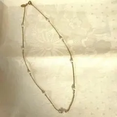 小粒パール✕シンプルゴールドチェーン　華奢ネックレス 上品アクセサリー　40㎝