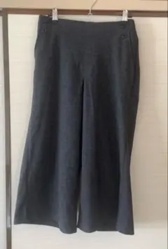 クロップドパンツ　グレー　ウエストゴム　S 秋冬　ガウチョパンツ