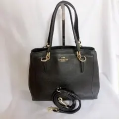 【美品】COACH 2WAY ハンドバッグ ショルダーバッグ 黒 ゴールド金具のサムネイル