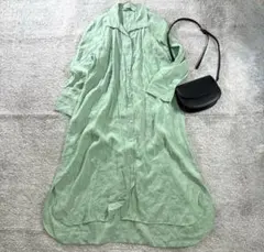 ZARA シャツワンピース　前後差　ゆったり　前開き　オープンカラー　羽織　L