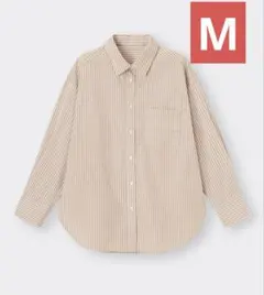 【GU ジーユー】ストライプオーバーサイズシャツ ベージュ beige Mサイズ