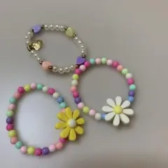 キッズ　カラフルビーズブレスレット3個セット