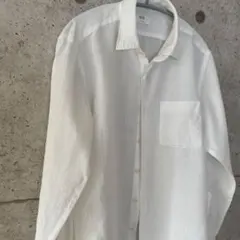 UNIQLO ホワイト 長袖シャツ Lサイズ　麻100%