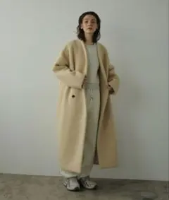 anuke Collarless Shaggy Coat 36サイズ