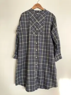 【ポンポネット ジュニア】チェックワンピース　ノーカラー　160cm