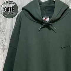 USA製　NIKE ワンポイント刺繍ロゴ スウェットパーカー 緑 L 90s