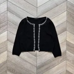 STRAWBERRY-FIELDS ビジューカーディガン ブラック M