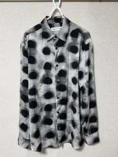【美品】ZARA ポルカドット柄 長袖シャツ グレー／ブラック メンズ M