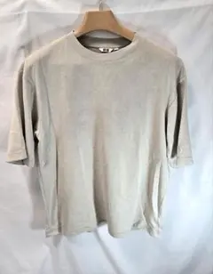 【美品】ユニクロエアリズムコットンオーバーサイズTシャツ L ナチュラルベージュ