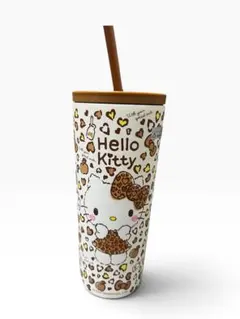 新品未使用　海外限定　ハローキティ ヒョウ柄 タンブラー ストロー付き700ml