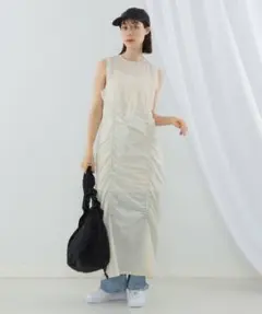 Ray BEAMS Champion ギャザー ノースリーブ ワンピース