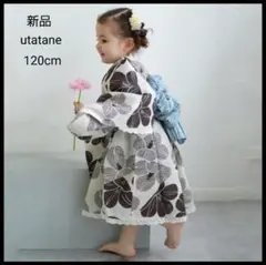 【新品】浴衣　浴衣ドレス　ワンピース　こども　キッズ　女の子　120cm　茶のサムネイル