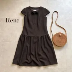 美品✨️Rene ツイードワンピース TISSUE社 ドット柄 ブラウン 38のサムネイル