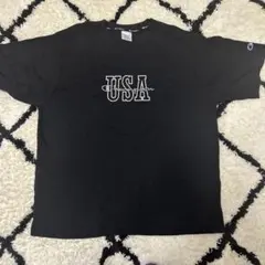 Champion USAプリント ブラック Tシャツ M
