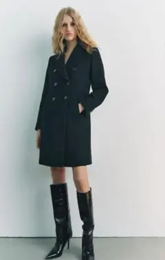 ZARA ウールダブルブレストロングコート