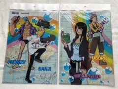 ワンピース×サントリー　クリアファイル2枚　ロビン　ウソップ　サンジ　フランキー