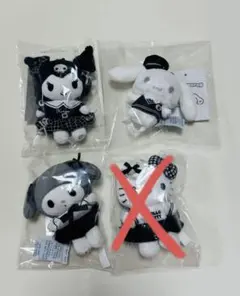 サンリオ モノトーン シリーズ ぬいぐるみ マスコット キーホルダー3点セット