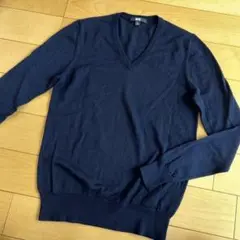 UNIQLO エクストラファインメリノ Vネックセーター M ネイビー
