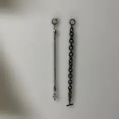 【極美品】シルバーチェーンブレスレット 2点セット 重ね付け クロス Tバー