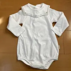 ホワイトロンパース 星の刺繍付き　80