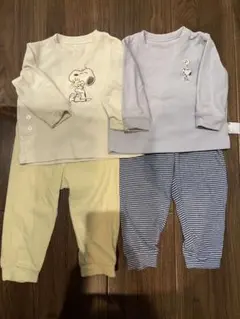 ユニクロ　フリースパジャマ　スヌーピー ベビーパジャマセット