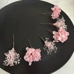 ドライフラワー結婚式成人式お祭り前撮り七五三卒業式髪飾りピンクNo3