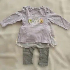 すみっコぐらし 長袖カットソー 90サイズ ラベンダー+おまけのフリルパンツ