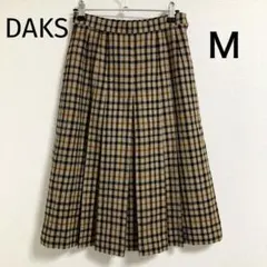 【DAKS】ボックスプリーツスカート　膝丈　定番チェック　上品