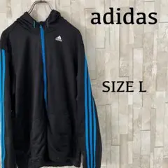 【美品】adidas フード付 トラックジャケット 3ストライプ サイズL