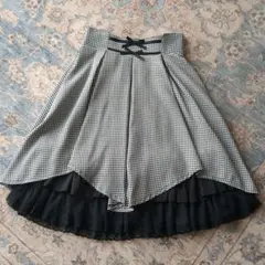 axes femme POETIQUE♡グレンチェックスカート リボン フリル