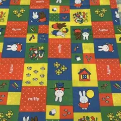 miffyキャラクターのカラフルな綿生地 約横42×縦94 シーチング