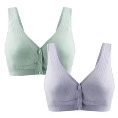 授乳ブラジャー 前開き インナー 2枚セット グレー＆グリーン XXLサイズのサムネイル