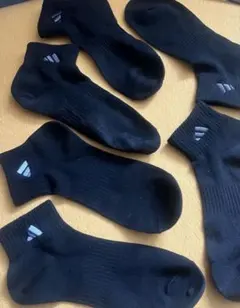 【アディダス】 ブラックショートソックス3足セットメンズ 25-27cm