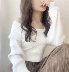 【GRL】バックリボンカシュクールニットトップス ホワイト