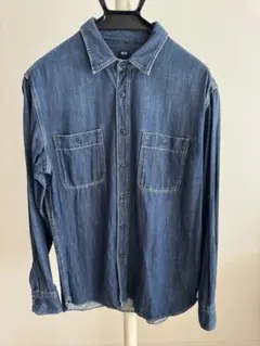 UNIQLOダークブルー デニム 長袖シャツ