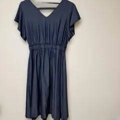 ネイビー 半袖カットソーワンピース