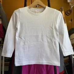 新品未使用品 白 無地 長袖カットソー 110cm