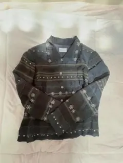 薄手ジャケット 花柄×ドット×ボーダー シアー 透け感 肩パッド レトロガーリー