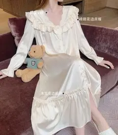 姫系 ワンピース ネグリジェ 部屋着 パジャマ シルク ルームウェア ワンピース
