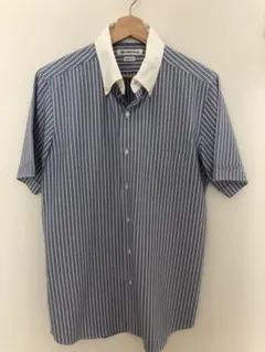 極美品 L ユナイテッドアローズ GLR ボタンダウン シャツ 半袖 ストライプ
