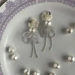 my faveピアス　「ルミエール」　ハーキマーダイヤモンド×ホワイト