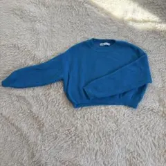 ZARA 青 クロップドセーター S