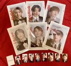 BTS クリアファイル（RM以外）６枚・トレカ８枚（Vのみ２種類）のセット