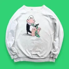 80s USA製 ヴィンテージスウェットシャツ マンガ ペンギン アニマル 動物
