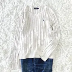 ✨美品✨ポロラルフローレン　ケーブルニット　コットン　セーター　アイボリー　M