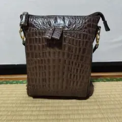 ブラウン クロコダイル風 レザー ハンドバッグ