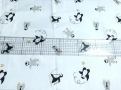 はぎれ ハギレ カットクロス ナイロン ペンギン 鳥 アニマル 化繊 モノトーン