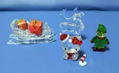 希少　バカラ　 クリスタル 置物　セット　クリスマスツリー　サンタ　雪だるま 希少 バカラ クリスタル 置物 セット クリスマスツリー サンタ